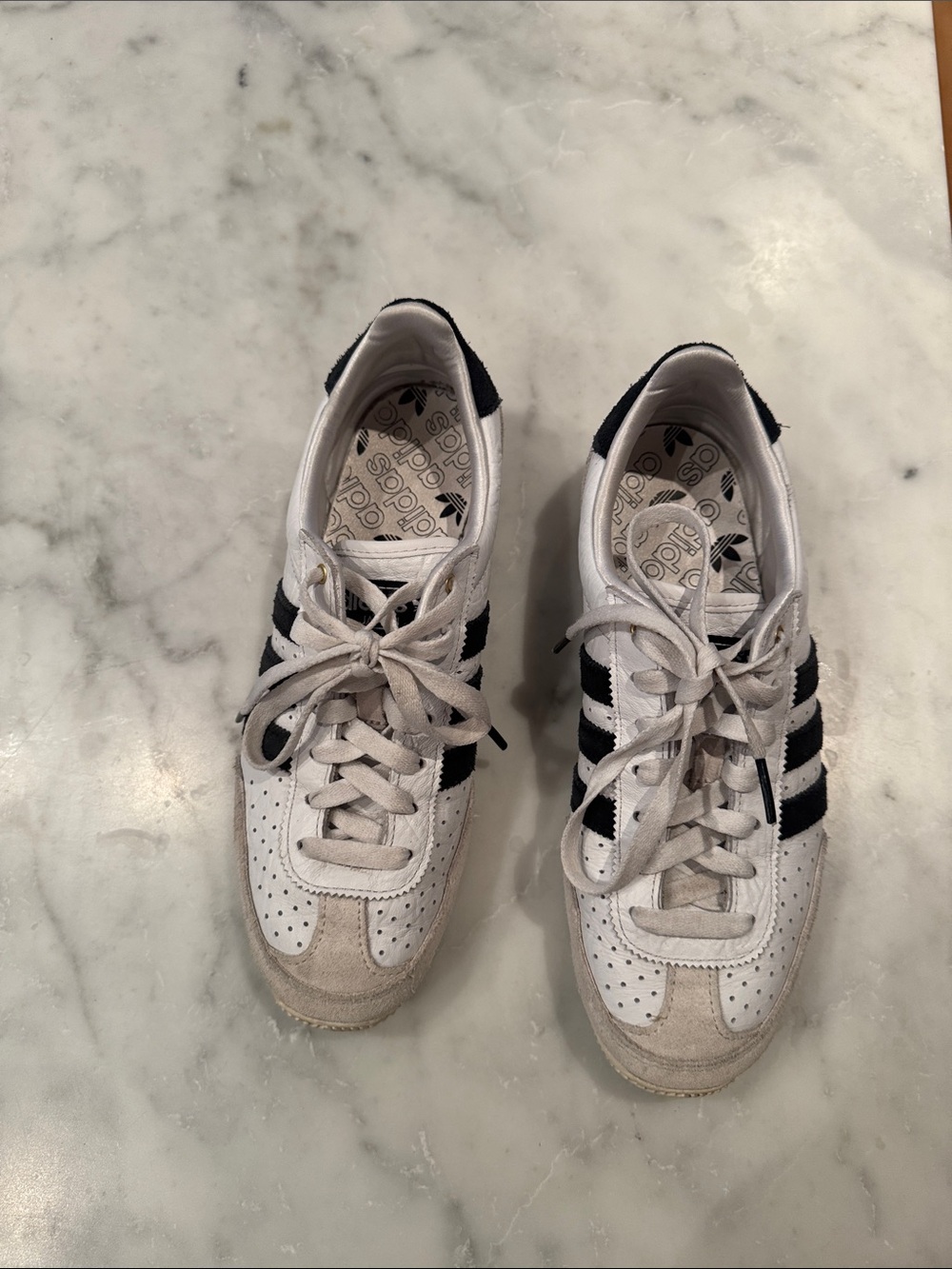 adidas japan White Sneakers with Black Logo Accent